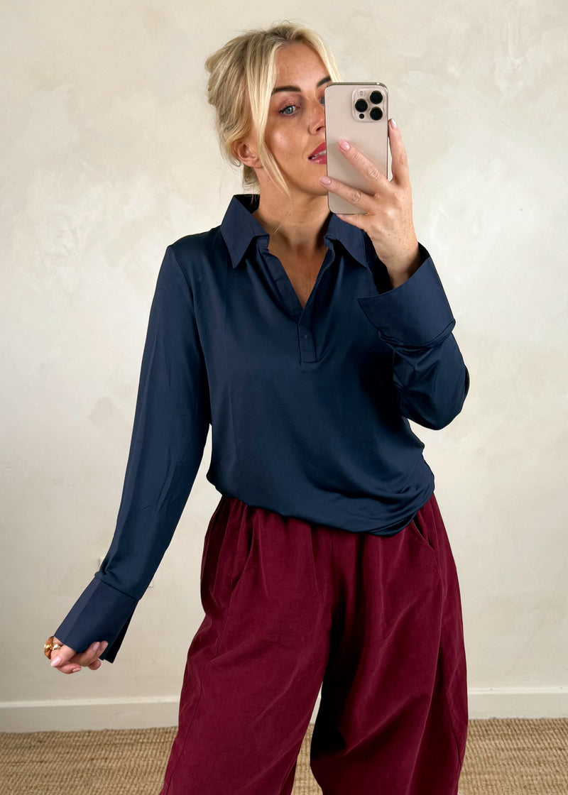 Suzie layering shirt - navy-The Style Attic