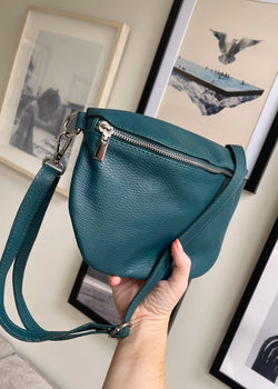 Syd II leather sling bag - Teal-The Style Attic