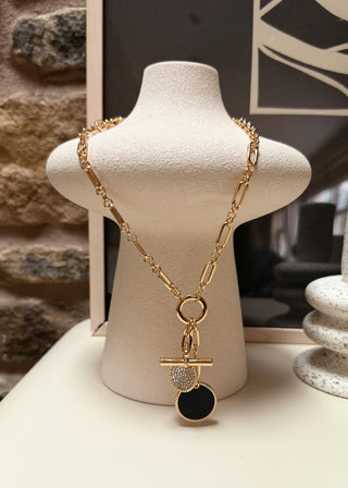 T bar & circle necklace-The Style Attic
