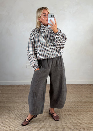 Taliya checked funnel neck jacket-The Style Attic