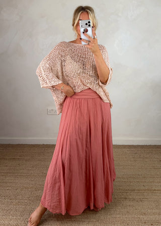 Tamra cotton skirt - Coral-The Style Attic