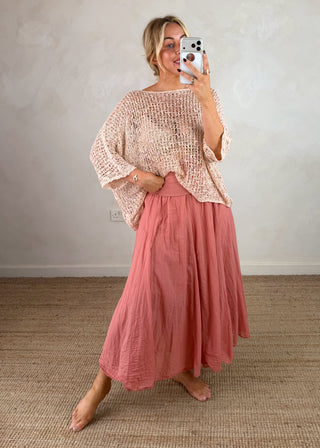 Tamra cotton skirt - Coral-The Style Attic