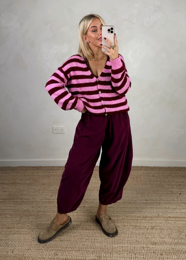 Tamsen striped knit - Merlot/pink-The Style Attic