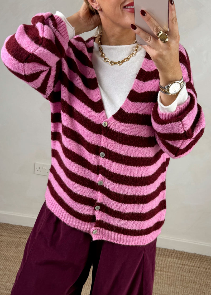 Tamsen striped knit - Merlot/pink-The Style Attic