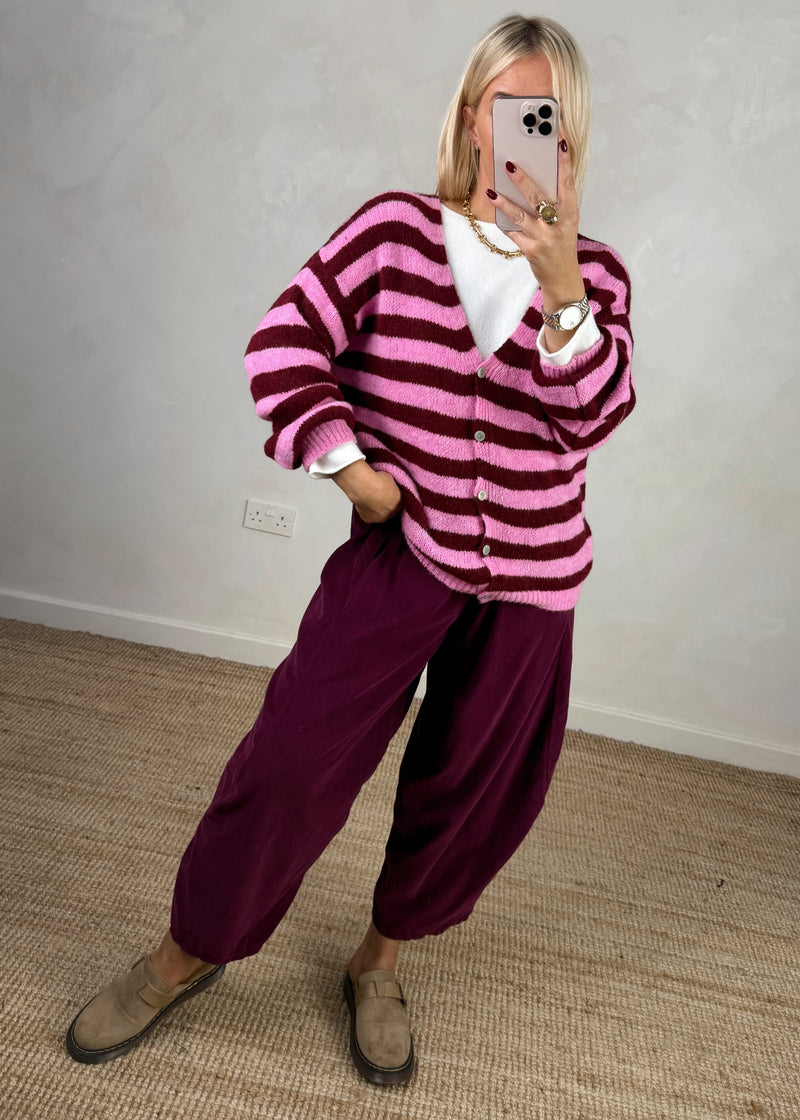 Tamsen striped knit - Merlot/pink-The Style Attic
