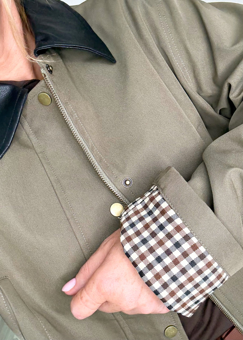 Tanner barn jacket - khaki-The Style Attic