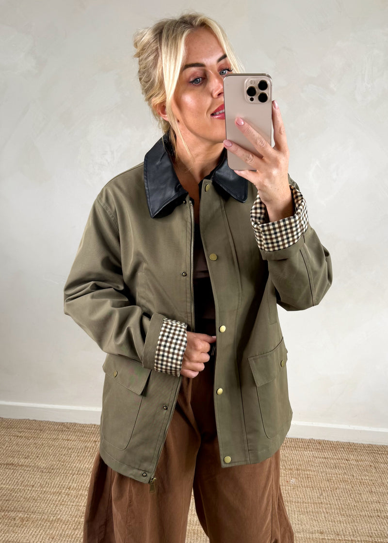 Tanner barn jacket - khaki-The Style Attic