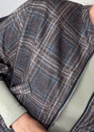 Tartan bomber jacket - Dark chocolate-The Style Attic