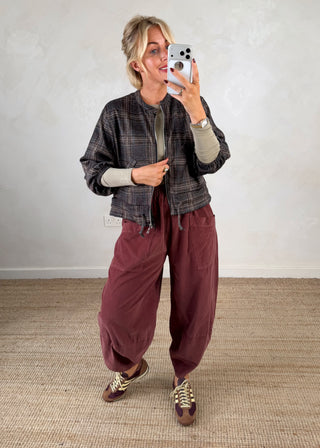 Tartan bomber jacket - Dark chocolate-The Style Attic