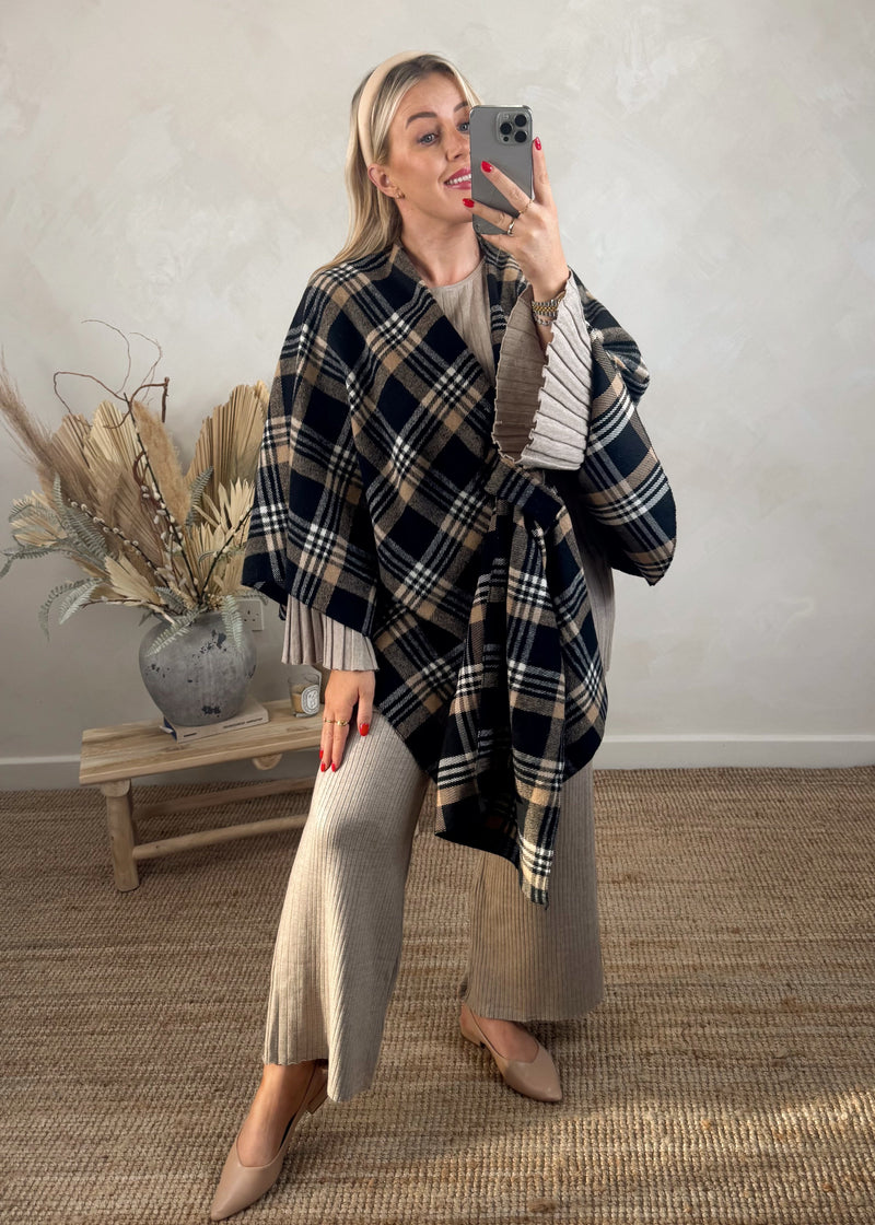 Tartan cape jacket-The Style Attic