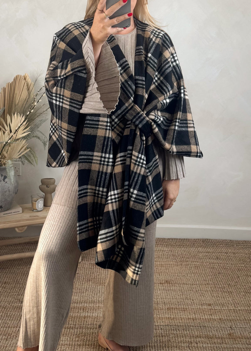 Tartan cape jacket-The Style Attic