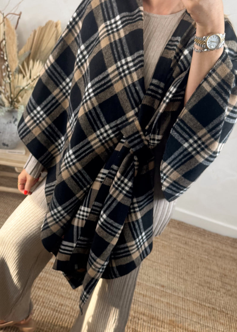 Tartan cape jacket-The Style Attic