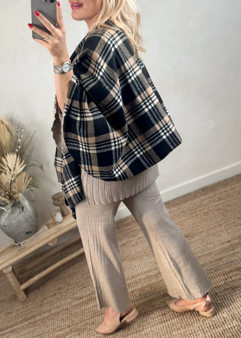 Tartan cape jacket-The Style Attic