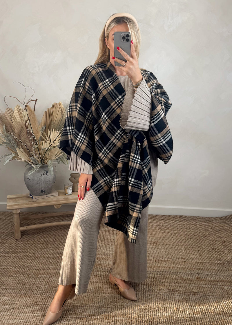 Tartan cape jacket-The Style Attic