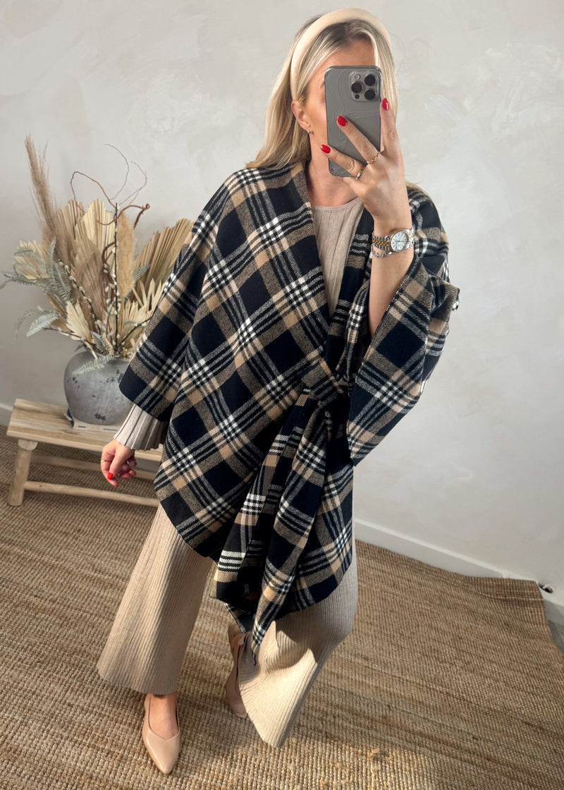 Tartan cape jacket-The Style Attic