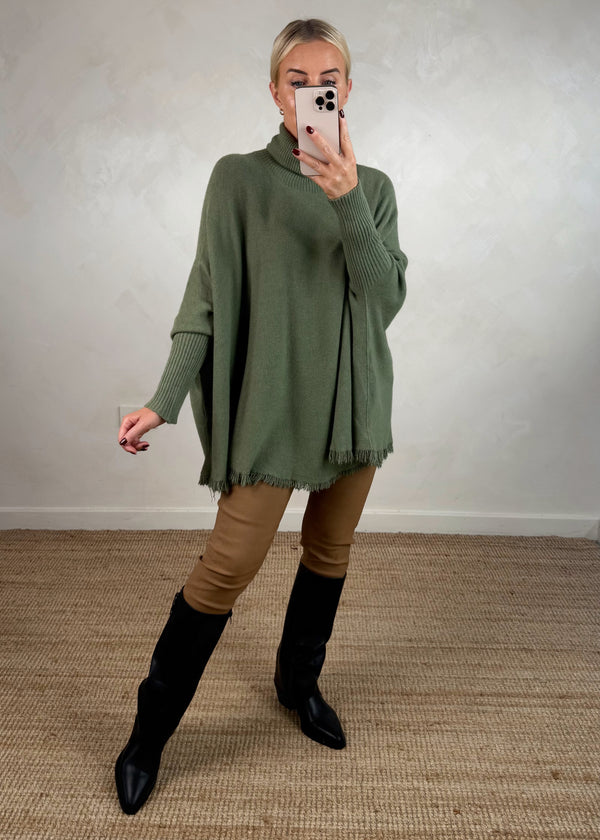 Tassel edge knit - sage-The Style Attic