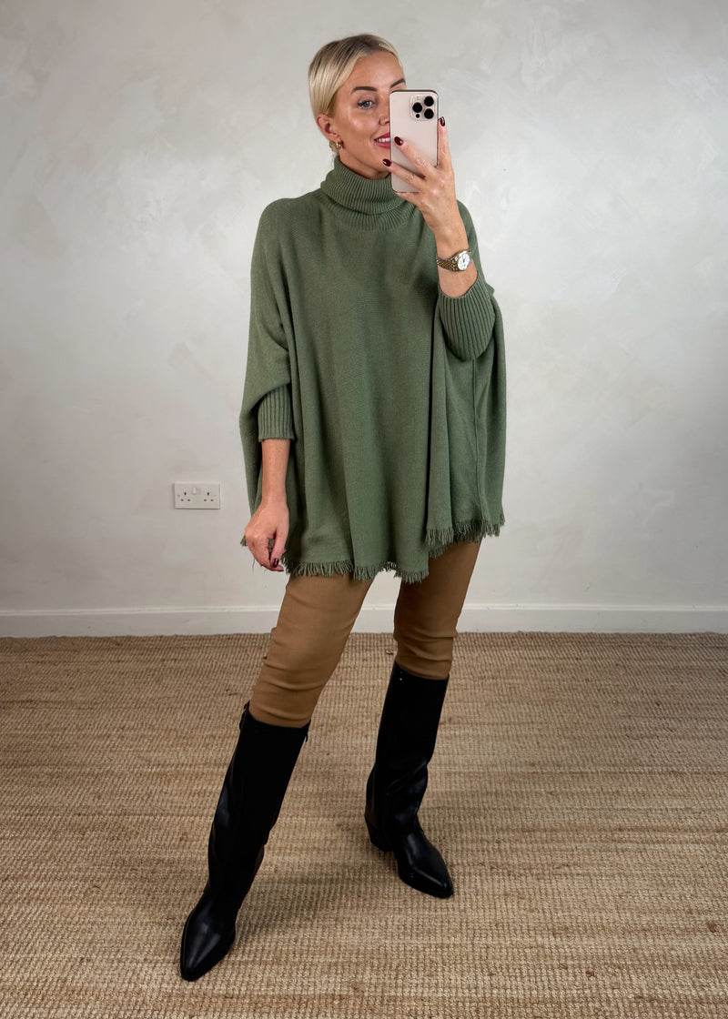 Tassel edge knit - sage-The Style Attic