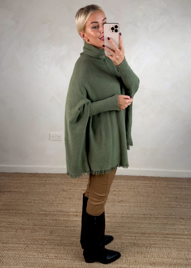 Tassel edge knit - sage-The Style Attic