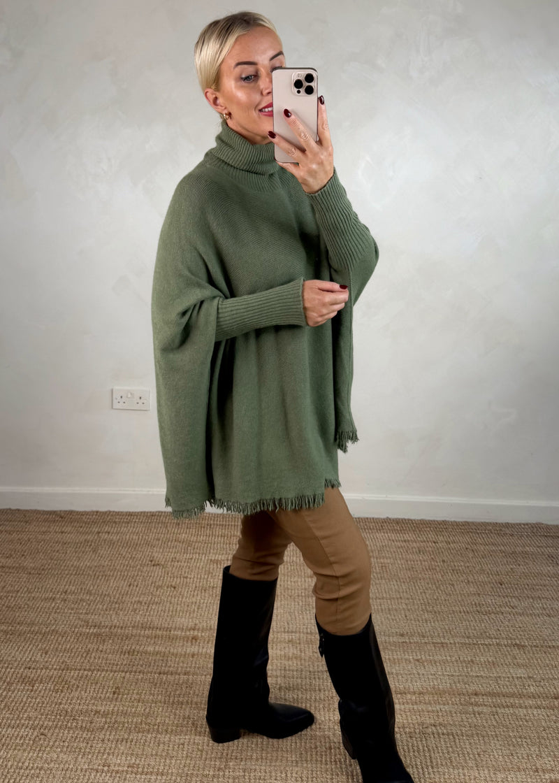 Tassel edge knit - sage-The Style Attic