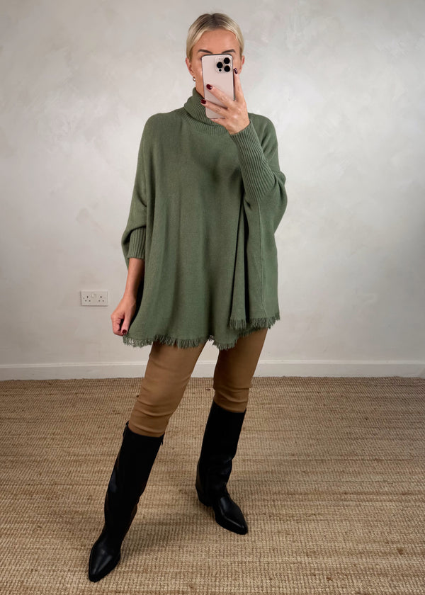 Tassel edge knit - sage-The Style Attic