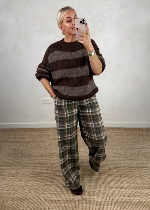 Taylor striped knit - chocolate-The Style Attic