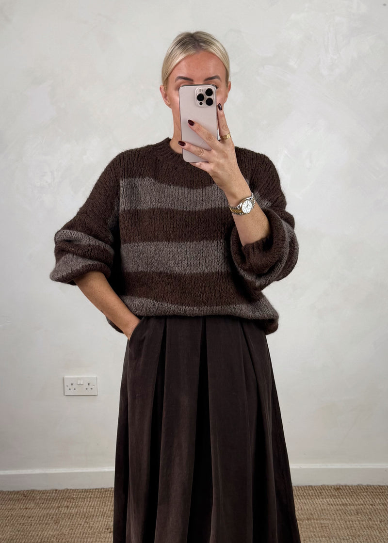 Taylor striped knit - chocolate-The Style Attic
