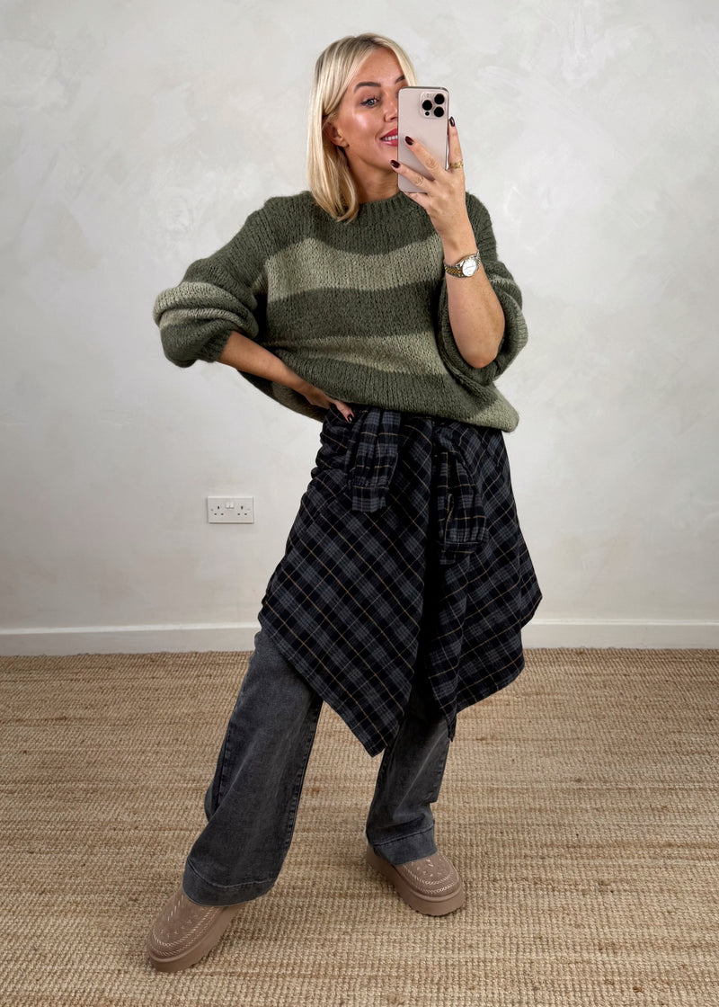 Taylor striped knit - khaki-The Style Attic