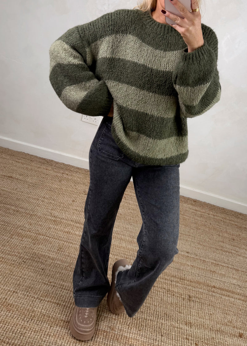 Taylor striped knit - khaki-The Style Attic