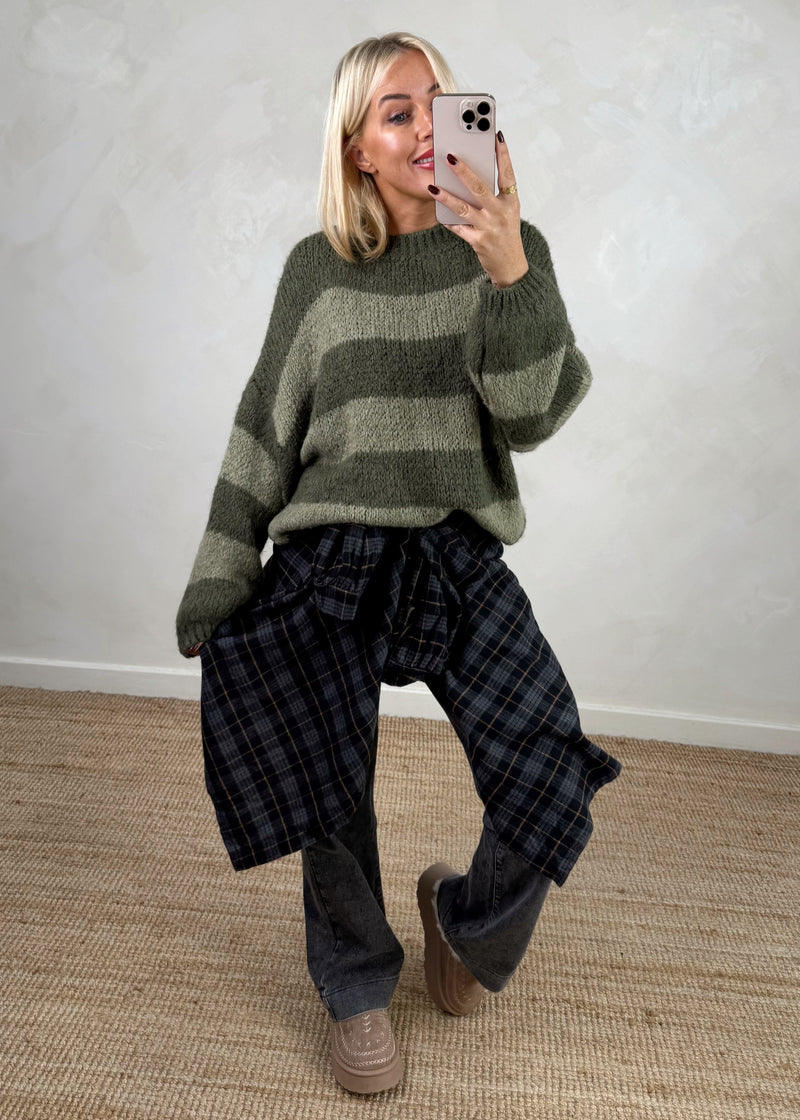 Taylor striped knit - khaki-The Style Attic