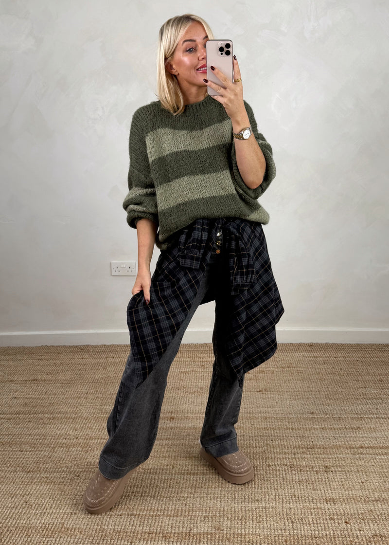 Taylor striped knit - khaki-The Style Attic