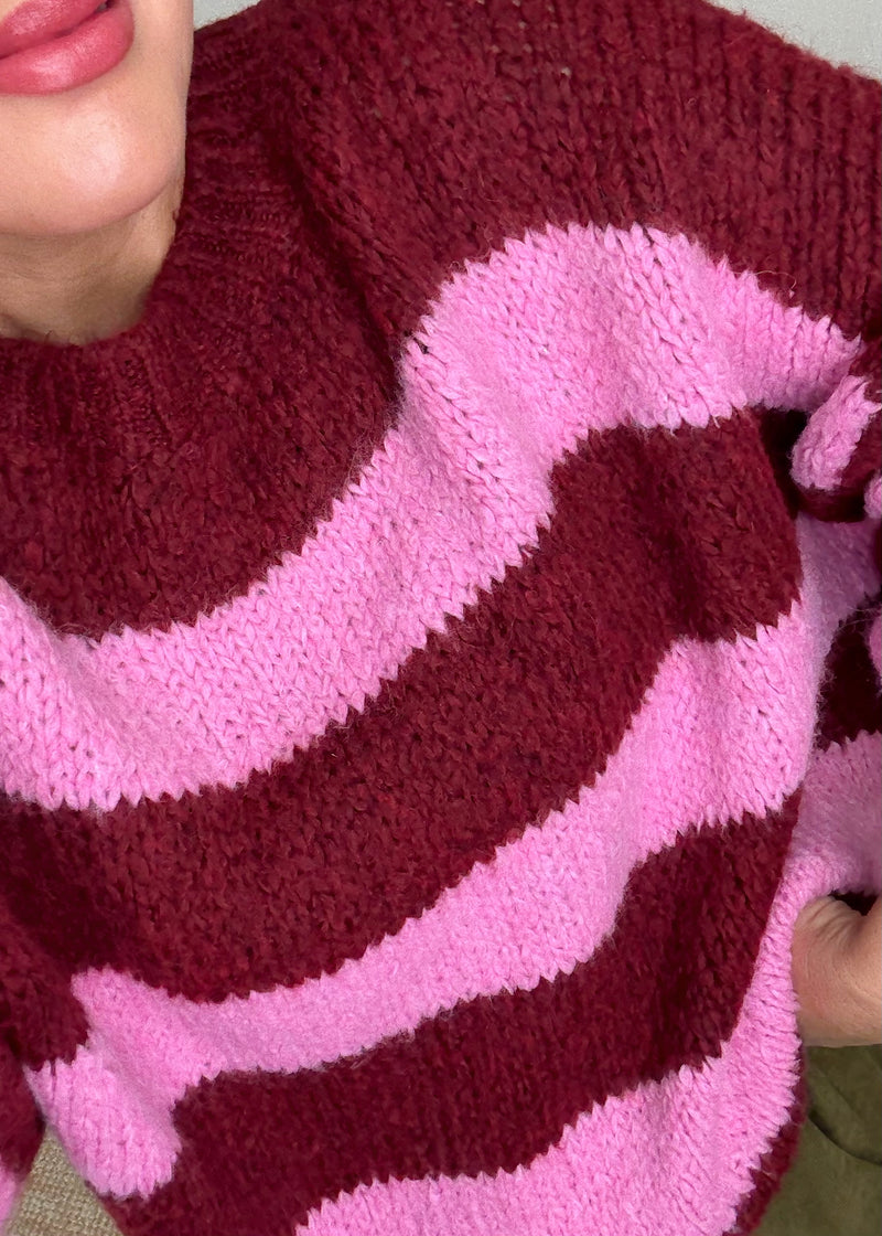 Taylor striped knit - pink/merlot-The Style Attic