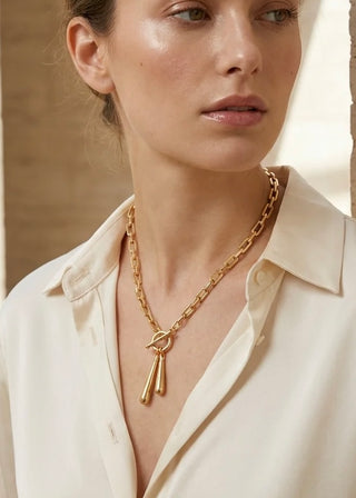 Tear drop t-bar necklace-The Style Attic