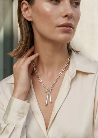 Tear drop t-bar necklace-The Style Attic