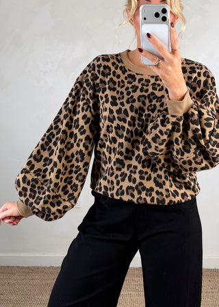 Teddy animal print sweater - Camel-The Style Attic