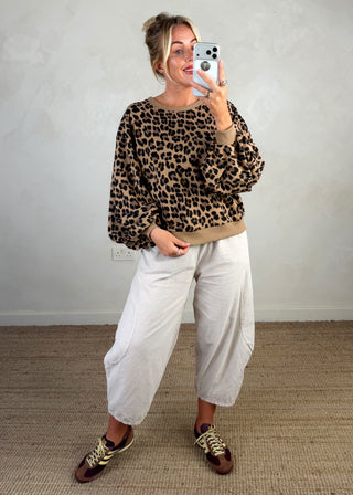 Teddy animal print sweater - Camel-The Style Attic