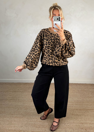 Teddy animal print sweater - Camel-The Style Attic