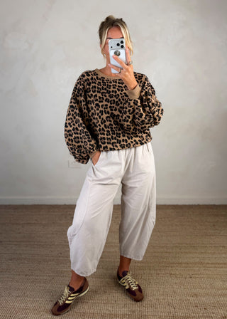 Teddy animal print sweater - Camel-The Style Attic