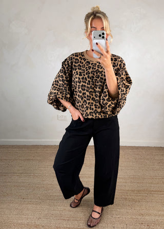 Teddy animal print sweater - Camel-The Style Attic