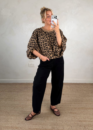 Teddy animal print sweater - Camel-The Style Attic