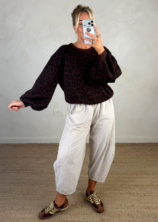 Teddy animal print sweater - Chocolate-The Style Attic