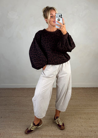 Teddy animal print sweater - Chocolate-The Style Attic