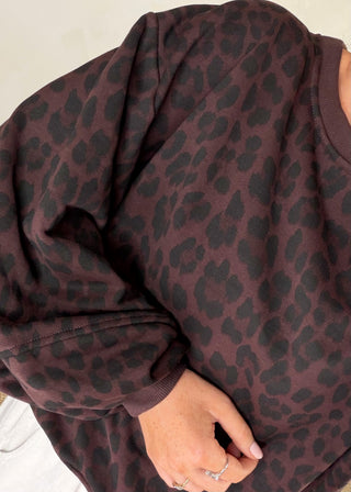 Teddy animal print sweater - Chocolate-The Style Attic
