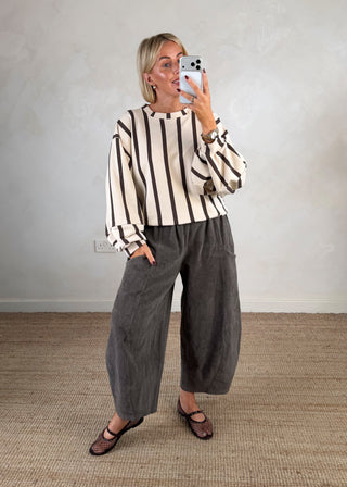 Teddy striped sweater - Cream-The Style Attic