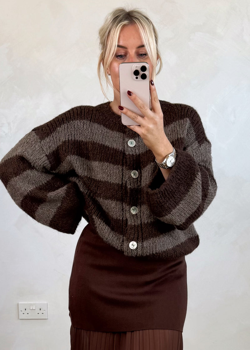 Tegan striped knit - chocolate-The Style Attic