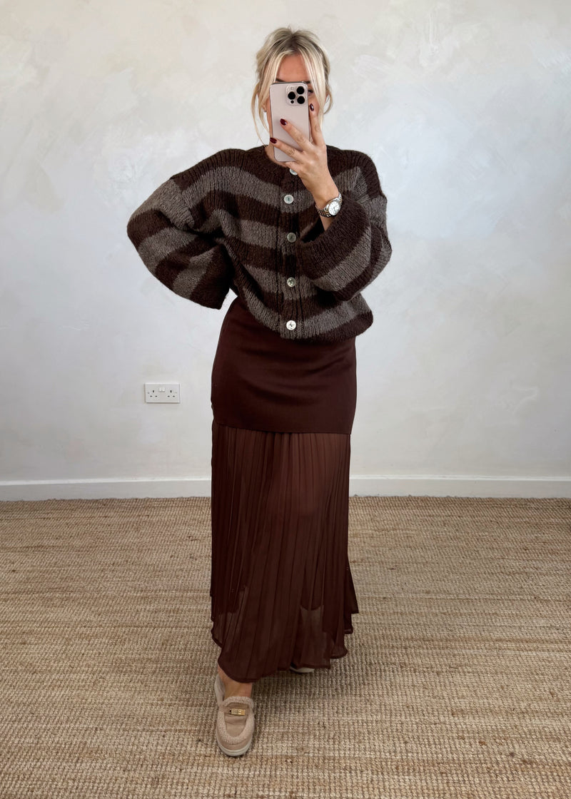 Tegan striped knit - chocolate-The Style Attic