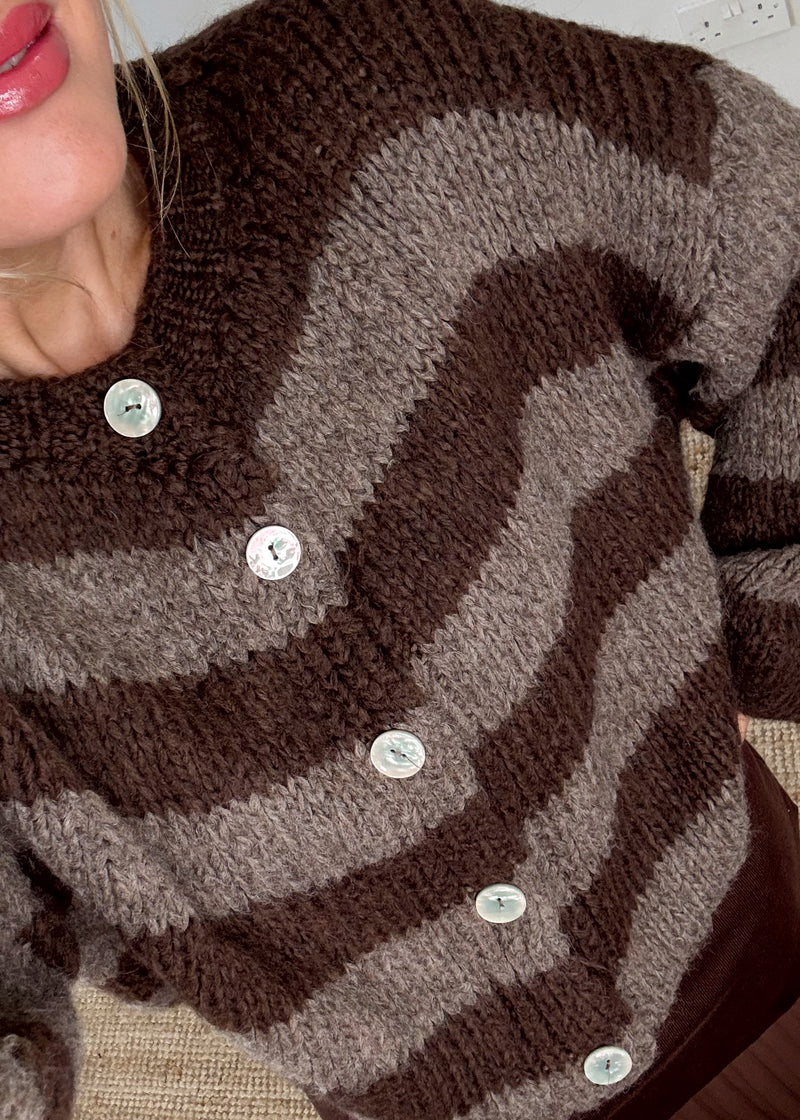 Tegan striped knit - chocolate-The Style Attic