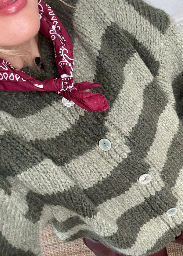 Tegan striped knit - khaki-The Style Attic