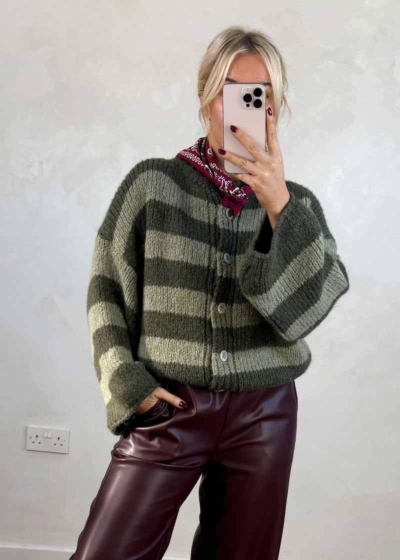 Tegan striped knit - khaki-The Style Attic