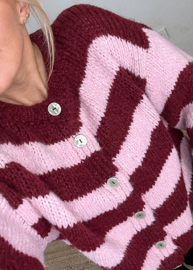 Tegan striped knit - pink/merlot-The Style Attic