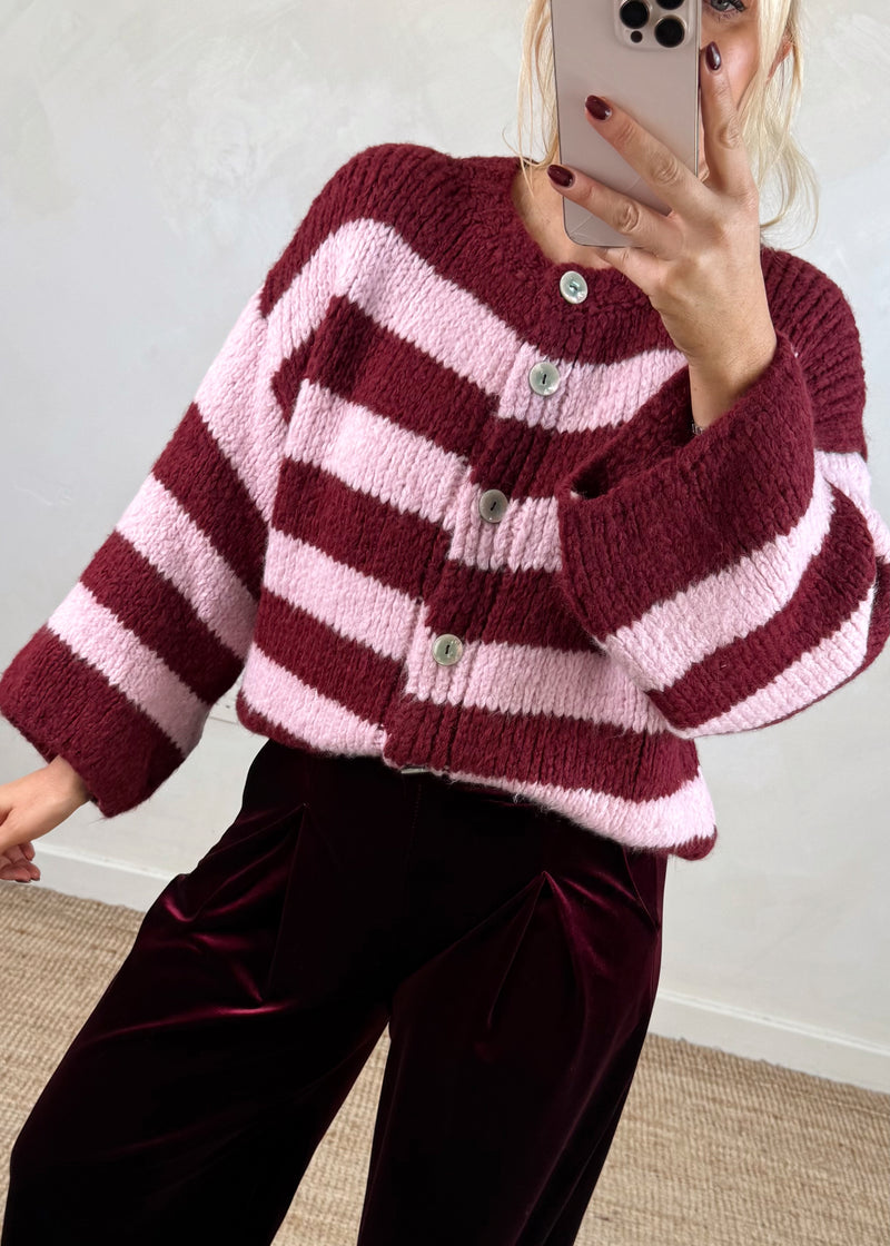 Tegan striped knit - pink/merlot-The Style Attic